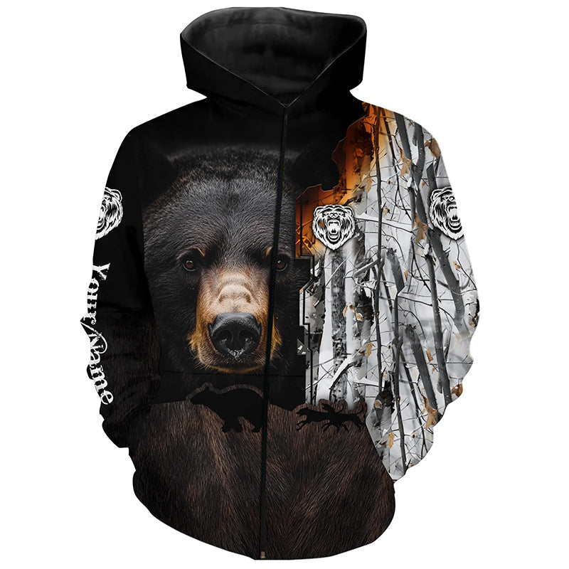 Black bear hunting dog winter camo Customize 3D All Over Printed Shirts Personalized hunting apparel