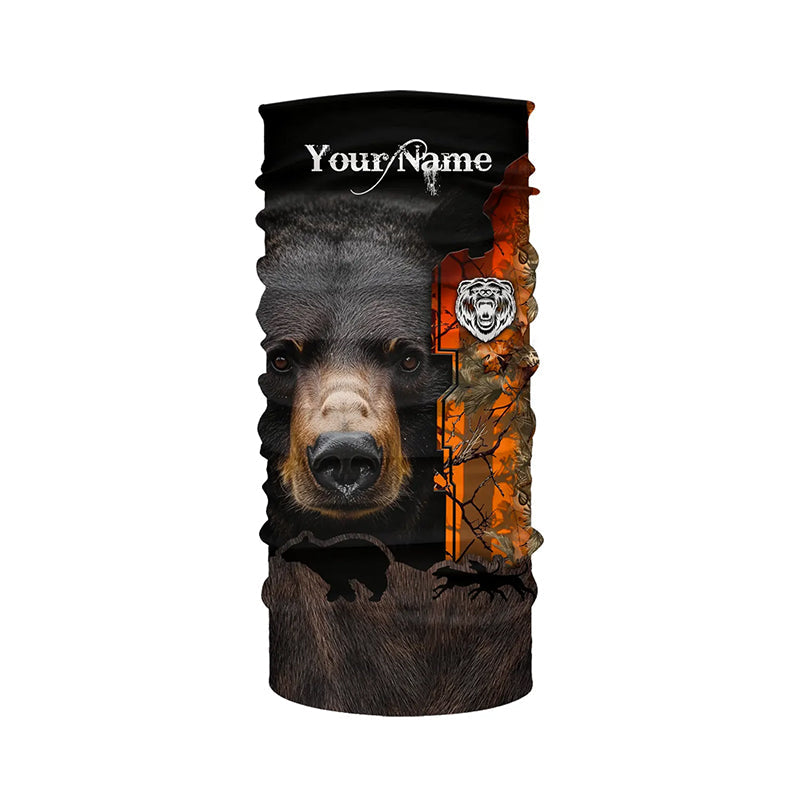 Black bear hunting dog orange camo Custom Name 3D All Over Printed Shirts Personalized hunting apparel