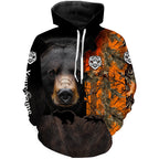Black bear hunting dog orange camo Custom Name 3D All Over Printed Shirts Personalized hunting apparel