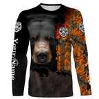 Black bear hunting dog orange camo Custom Name 3D All Over Printed Shirts Personalized hunting apparel
