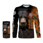 Black bear hunting dog orange camo Custom Name 3D All Over Printed Shirts Personalized hunting apparel
