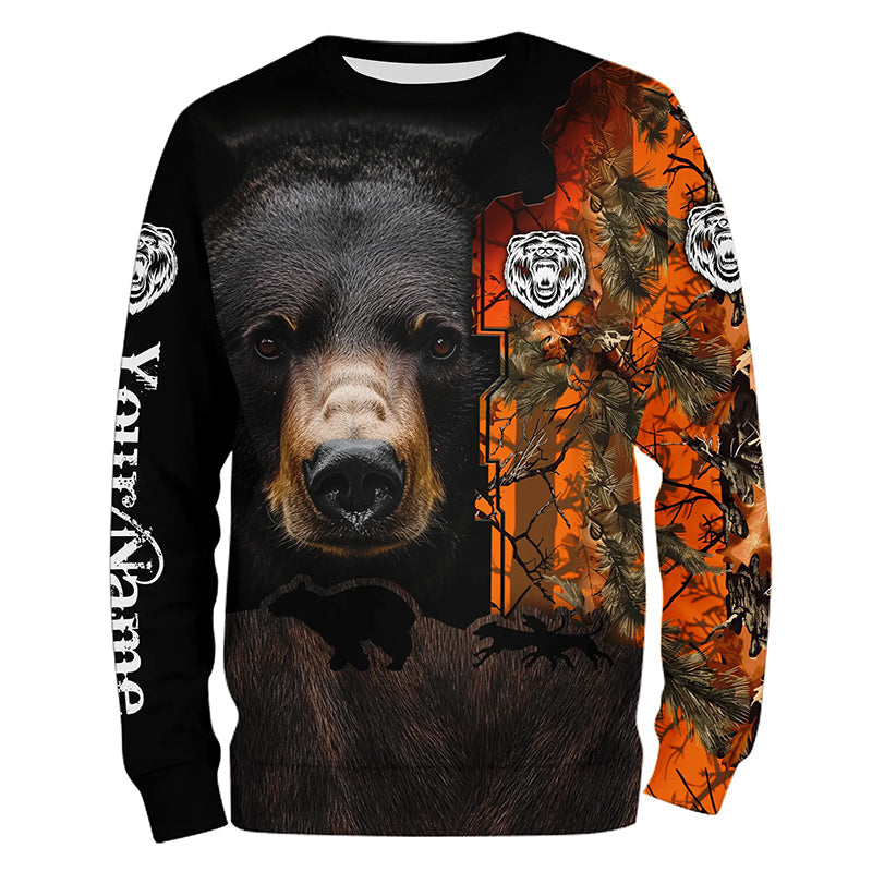 Black bear hunting dog orange camo Custom Name 3D All Over Printed Shirts Personalized hunting apparel