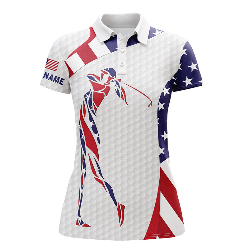 Personalized American flag patriot golf white golf polo shirts custom name golf gifts