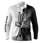 disc golf polo shirt custom name black and white disc golf basket, personalized disc golf shirts
