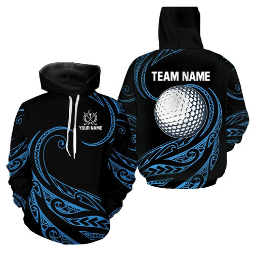 Black and Blue Tribal Pattern Golf Ball Golf Hoodies custom unique golf apparel