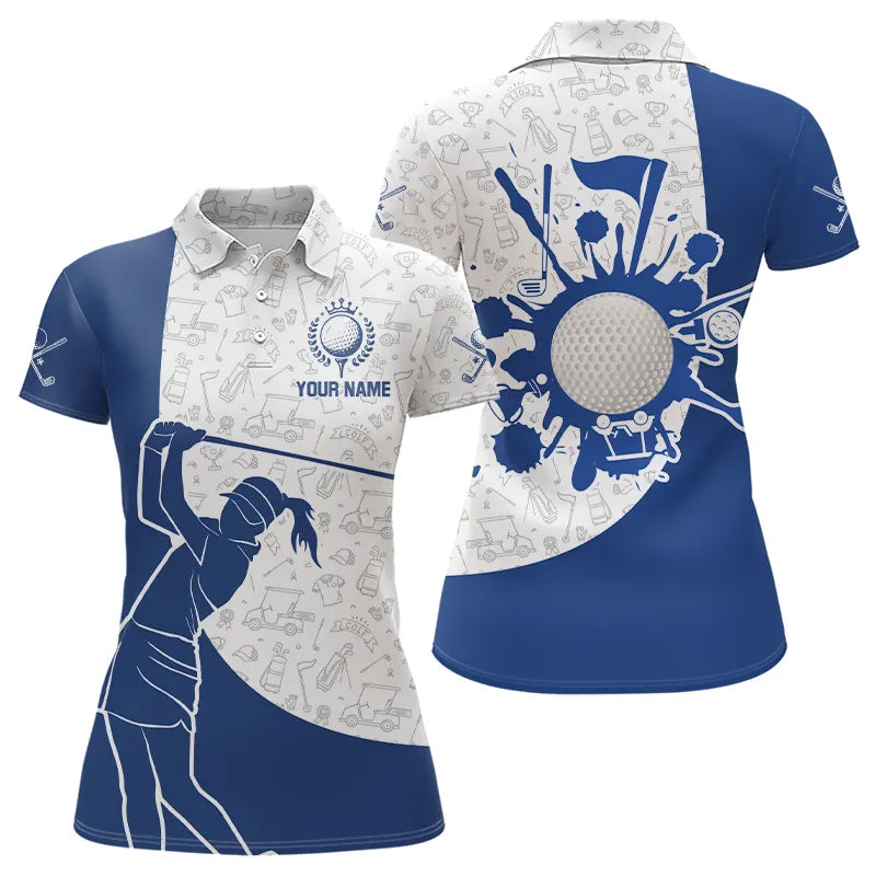Blue and White Camo Pattern Golf Polo Shirts custom golf attire, best golf gifts
