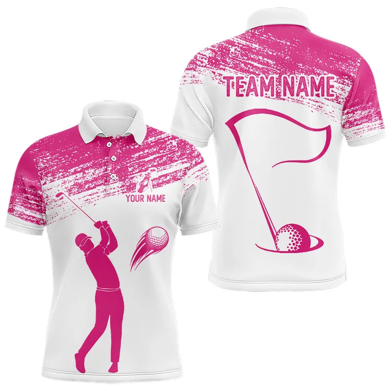 Pink and White Golf Polo Shirts custom golf attire, best golf gifts