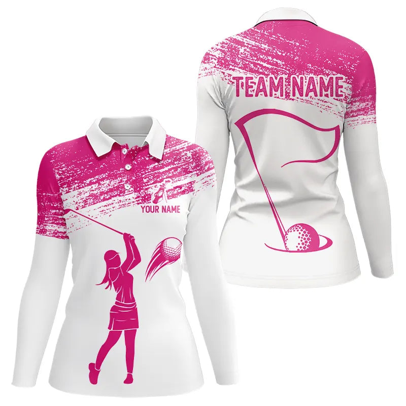 Pink and White Golf Polo Shirts custom golf attire, best golf gifts