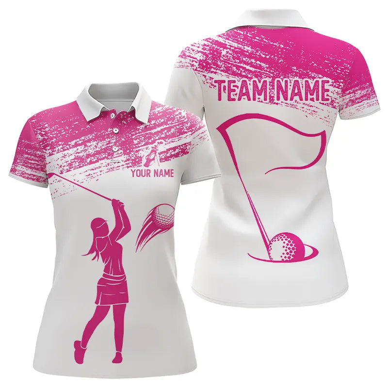 Pink and White Golf Polo Shirts custom golf attire, best golf gifts