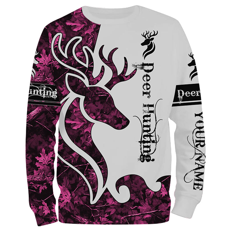 Deer Hunting Pink Camo Customize Name 3D All Over Printed Shirts Personalized Hunting gift
