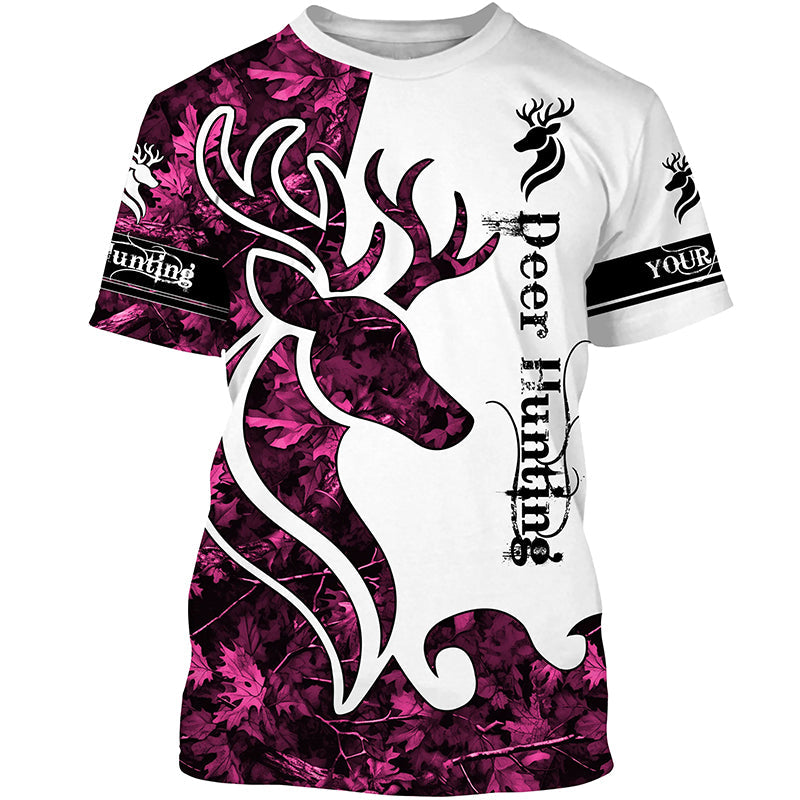 Deer Hunting Pink Camo Customize Name 3D All Over Printed Shirts Personalized Hunting gift