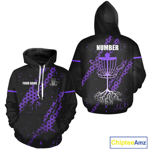 Black and Purple Hexagon Pattern Disc Golf Hoodies custom Team disc golf jerseys