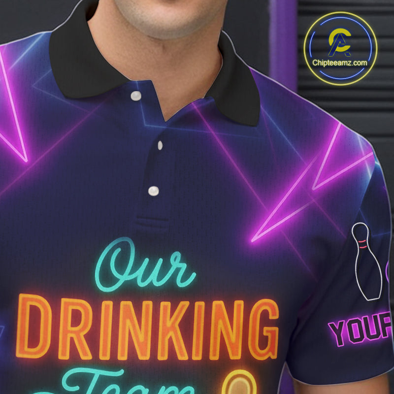 Our Drinking Team has a bowling problem Custom colorful neon funny bowling and beer shirts