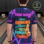 Our Drinking Team has a bowling problem Custom colorful neon funny bowling and beer shirts