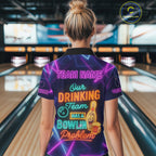Our Drinking Team has a bowling problem Custom colorful neon funny bowling and beer shirts