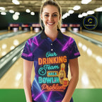 Our Drinking Team has a bowling problem Custom colorful neon funny bowling and beer shirts