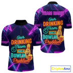 Our Drinking Team has a bowling problem Custom colorful neon funny bowling and beer shirts