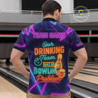 Our Drinking Team has a bowling problem Custom colorful neon funny bowling and beer shirts