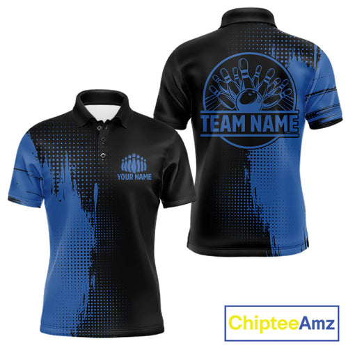 Black and Blue Bowling Polo, Quarter Zip Shirt Custom Team Bowling jerseys