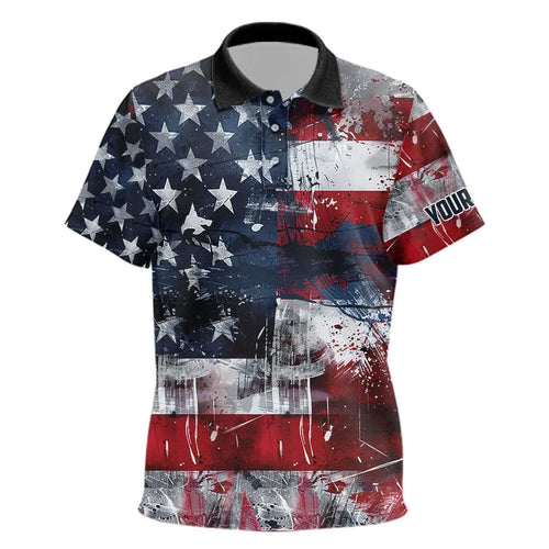 Personalized Polo golf shirts custom grunge American Flag patriotic golf wears