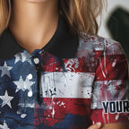 Personalized Polo golf shirts custom grunge American Flag patriotic golf wears