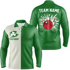 Green lucky clover retro bowling Polo Shirts custom St Patrick Day team bowling jerseys