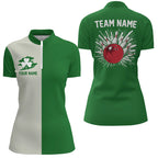 Green lucky clover retro Bowling Quarter Zip shirt custom St Patrick Day team bowling jerseys