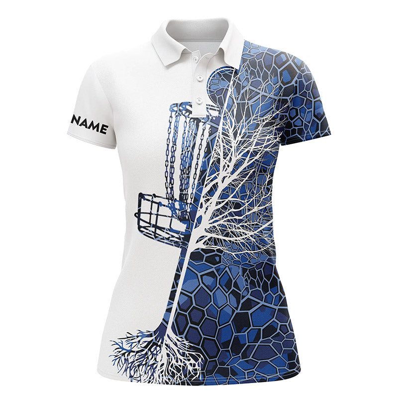 disc golf polo shirt custom name blue camo disc golf basket, personalized disc golf shirts