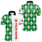 Personalized White and Green argyle pattern Bowling Shirts custom Bowling Team Jerseys