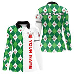 Personalized White and Green argyle pattern Bowling Shirts custom Bowling Team Jerseys