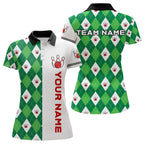 Personalized White and Green argyle pattern Bowling Shirts custom Bowling Team Jerseys