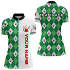 Personalized White and Green argyle pattern Bowling Shirts custom Bowling Team Jerseys