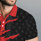Personalized golf polos shirts custom red golf ball skin black American flag golf apparel