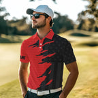 Personalized golf polos shirts custom red golf ball skin black American flag golf apparel