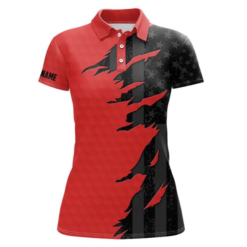 Personalized golf polos shirt custom red golf shirts black American flag golf apparel