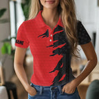 Personalized golf polos shirt custom red golf shirts black American flag golf apparel
