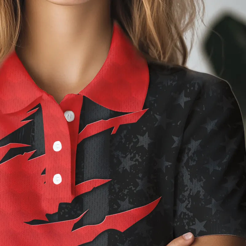 Personalized golf polos shirt custom red golf shirts black American flag golf apparel