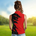 sleeveless golf polos shirts red golf ball skin black American flag golf apparel