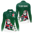 Christmas Santa Bowling Polo, Quarter Zip Shirt Custom Christmas Bowling Team Jersey