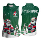 Christmas Santa Bowling Sleeveless Polo Shirts Custom Christmas Bowling Team Jerseys