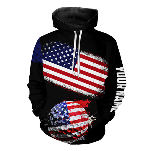 American Flag Golf Ball Black Golf Hoodies custom patriotic hoodie golf tops golf gifts