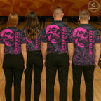 Black Skull camo pink ribbons pattern breast cancer bowling shirt custom bowling team jerseys