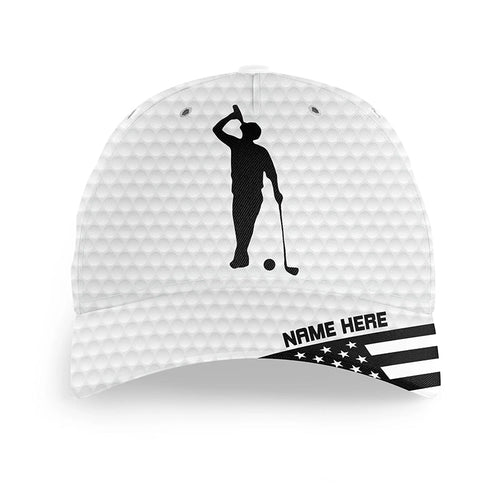 American flag white golf ball skin Golfer hat custom name golf clubs sun hats