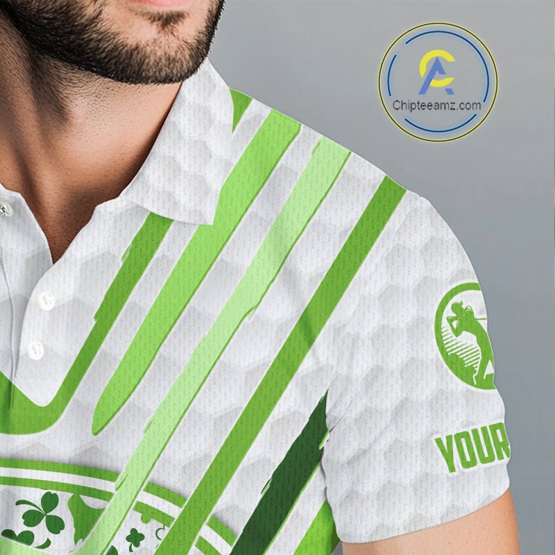 Personalized Funny Golf beer Green clover pattern golf clubs St Patrick's Day golf polo shirt