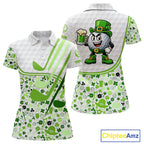 Personalized Funny Golf beer Green clover pattern golf clubs St Patrick's Day polo shirt