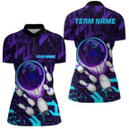 Quarter Zip shirts Custom purple blue abstract Bowling Team league Jerseys, bowling gifts