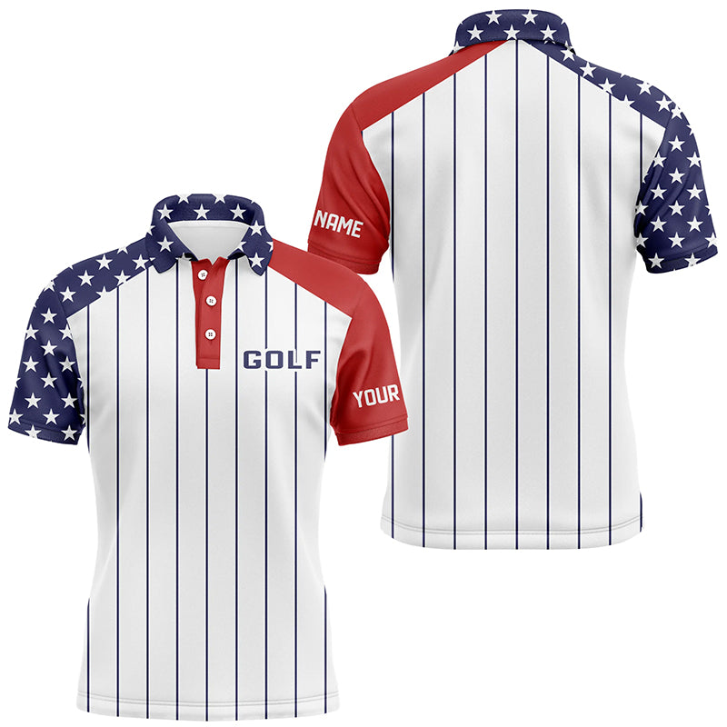 golf polo shirts custom red, white and blue American flag patriotic stripes golf attire