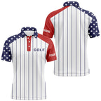 golf polo shirts custom red, white and blue American flag patriotic stripes golf attire