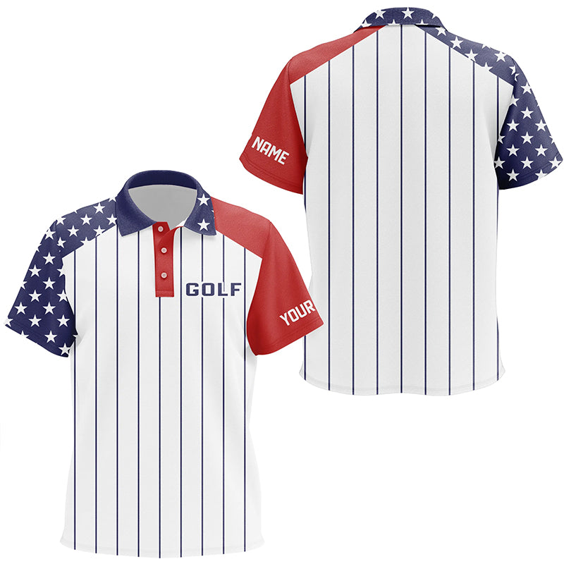 golf polo shirts custom red, white and blue American flag patriotic stripes golf attire