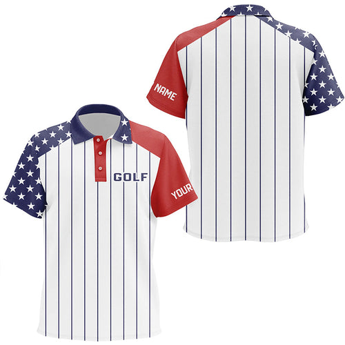 golf polo shirts custom red, white and blue American flag patriotic stripes golf attire